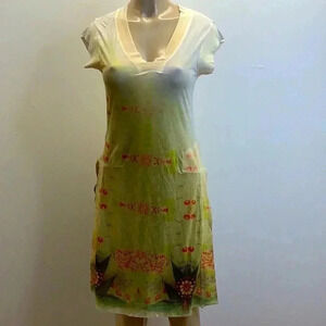 Alchemic Size Small Midi Sublimation Printed Dress With Side Slits.